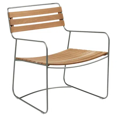 Pre-owned Fermob - Surprising Teak Low Armchair - Rosemary In Brown