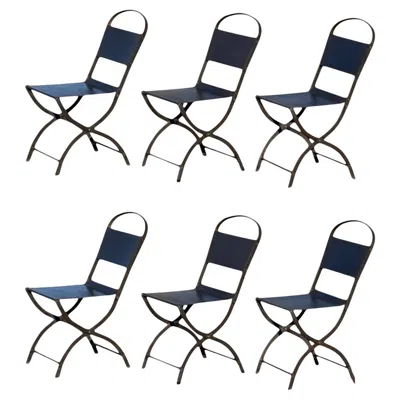 Pre-owned Fermob Vintage Steel French Style Bistro Chairs Set Of 6 In Black