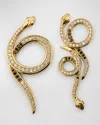 FERN FREEMAN JEWELRY 18K YELLOW GOLD MIXED SNAKE EARRINGS WITH BLACK AND WHITE DIAMONDS