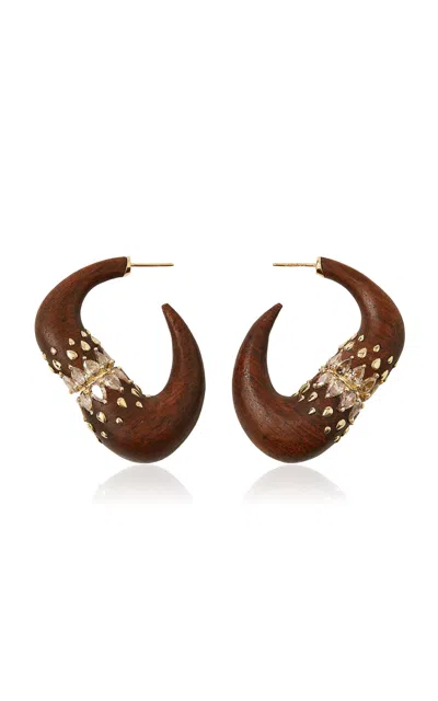 Fernando Jorge 18k Yellow Gold Deep Stream Hoop Earrings In Brown