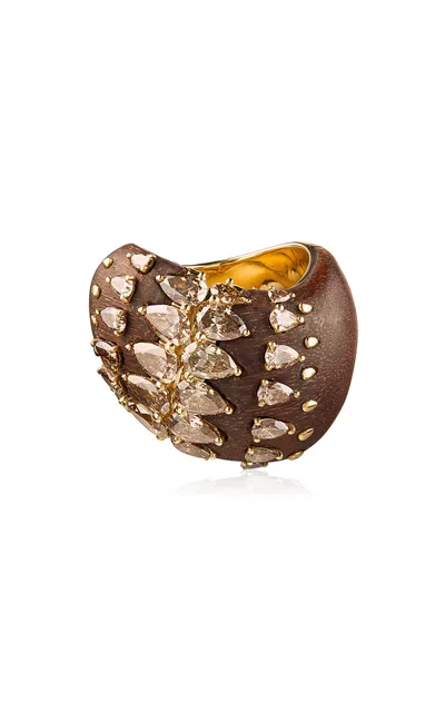 Fernando Jorge 18k Yellow Gold Deep Stream Ring In Brown