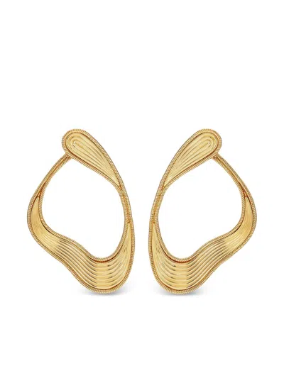 FERNANDO JORGE 18K YELLOW GOLD MEDIUM STREAM LINES LOOP EARRINGS