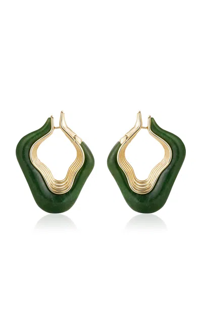 Fernando Jorge 18k Yellow Gold Stream Wave Stone Hoop Earrings