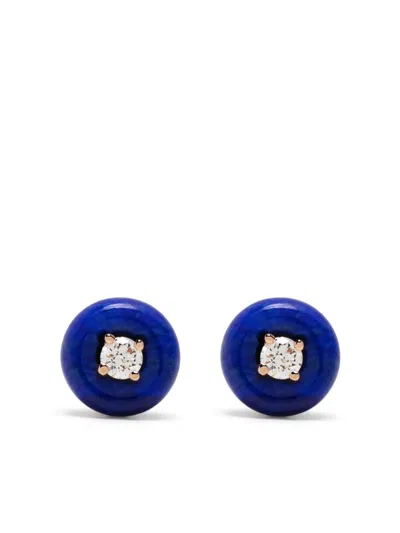 Fernando Jorge 18kt Rose Gold Orbit Small Diamond And Lapis Lazuli Studs