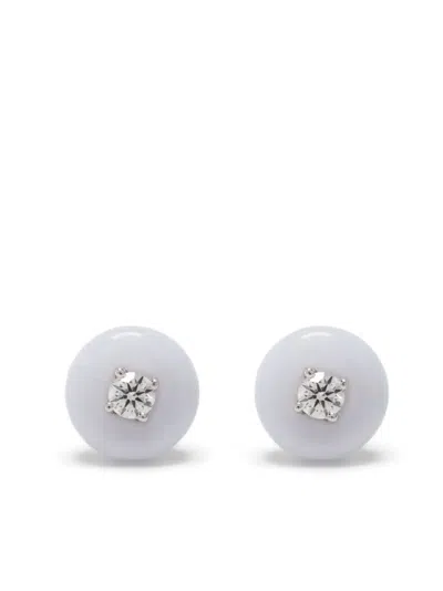 Fernando Jorge 18kt White Gold Orbit Chalcedony Diamond Earrings
