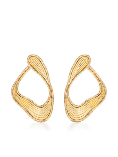 FERNANDO JORGE 18KT YELLOW GOLD STREAM LINES HOOP EARRINGS