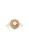Fernando Jorge Orbit 18k Yellow Gold; Diamond; And Petrified Wood Ring In Brown