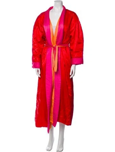 Pre-owned Fernando Sanchez Nylon Colorblock Pattern Robe In Red