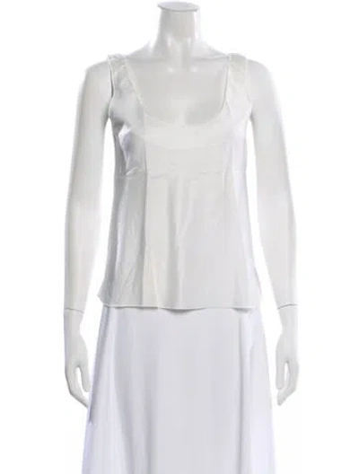 Pre-owned Fernando Sanchez Scoop Neck Sleeveless Top In White
