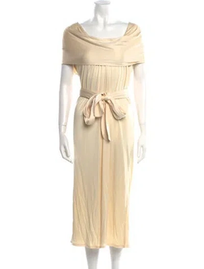 Pre-owned Fernando Sanchez Silk Midi Length Dress In Neutral