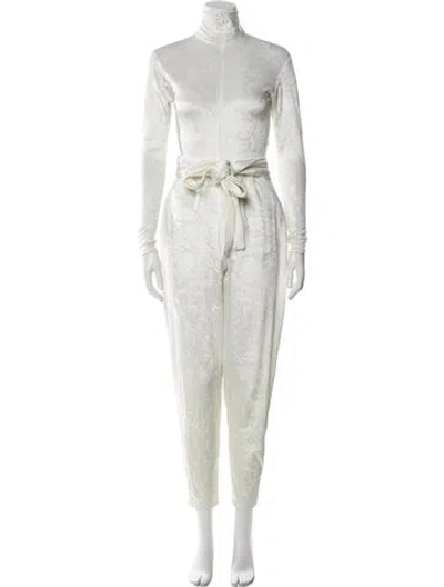 Pre-owned Fernando Sanchez Turtleneck Jumpsuit In White