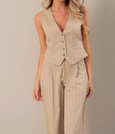 Ferrache Pinstripe Button-front Tailored Vest In Champagne In Multi