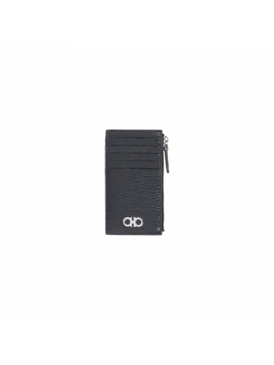 Ferragamo - 'gancini' Card Holder In Black  