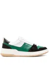 Ferragamo Dennis Paneled Sneakers In Nero Bright Green Bianco Ottic