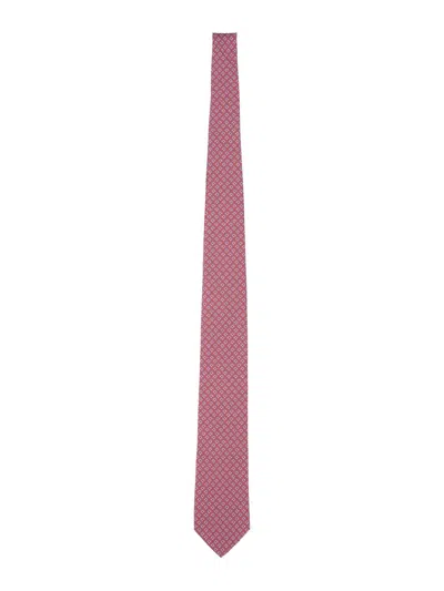 Ferragamo 100% Silk Tie In Red