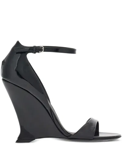 Ferragamo Unique Wedge Sandals With Sculptural Heel In 001