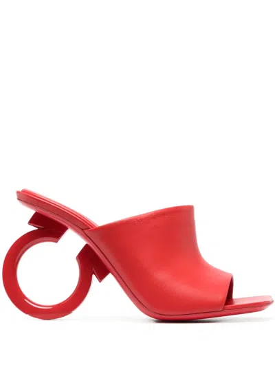 Ferragamo Ladies Red Nappa Astro 70 Elinda Slide Sandals