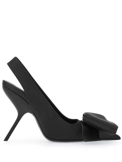 Ferragamo 105mm Bow Slingback Pumps In Black