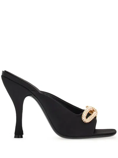 Ferragamo Elegant Satin Flats With 10.5 Cm Heel For Women In Black