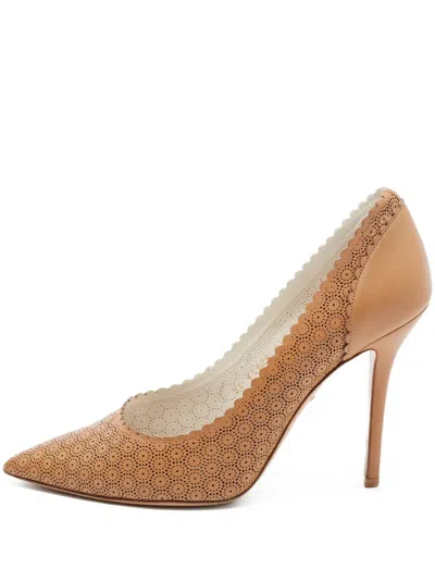 Pre-owned Ferragamo 110mm Perforated Pumps