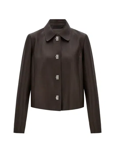 Ferragamo Boxy Nubuck Jacket In Black