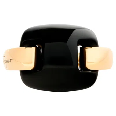 Pre-owned Ferragamo 18 Karat Black Onyx Ring Size 4.50