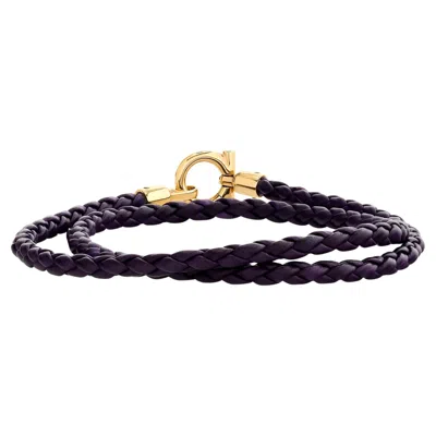 Pre-owned Ferragamo 18 Karat Purple Cord Double Bracelet/necklace With Hook Closure