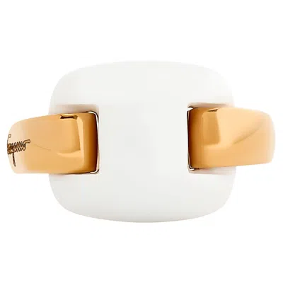 Pre-owned Ferragamo 18 Karat White Agate Ring Size 5.25