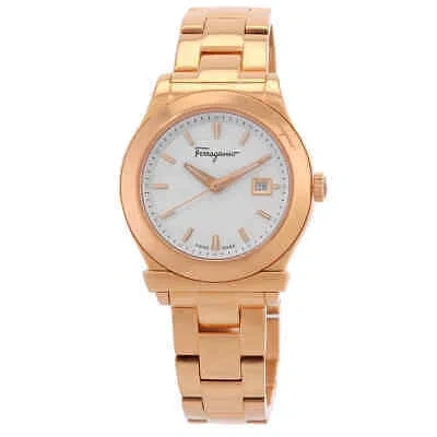Pre-owned Ferragamo 1898 Quartz Silver Dial Ladies Watch Ff3180014