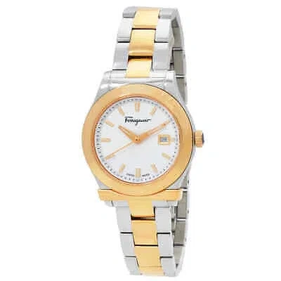 Pre-owned Ferragamo 1898 Quartz Silver Dial Two-tone Ladies Watch Ff3170014
