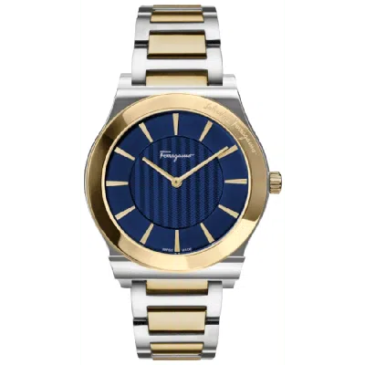 Ferragamo 1898 Slim Blue Dial Two Tone Steel Men's Watch Sfpe00419