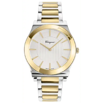 Ferragamo 1898 Slim Silver Dial Two Tone Steel Men's Watch Sfpe00922