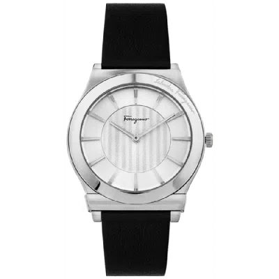Ferragamo 1898 Slim Sliver Dial Leather Strap Men's Watch Sfpe00119 In Silver