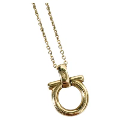 Pre-owned Ferragamo 18k Gold Gancini Pendant Necklace In Multi