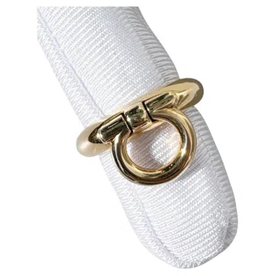 Pre-owned Ferragamo 18k Yellow Gold Gancini Ring Size 52