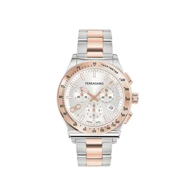 Pre-owned Ferragamo 1927 Chrono Bracelet Watch 'two-tone' | Gold | Men's Size Onesize