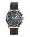Ferragamo 1927 Chrono Leather Watch In Black