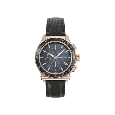 Pre-owned Ferragamo 1927 Chrono Leather Watch 'rose Gold' | Women's Size Onesize