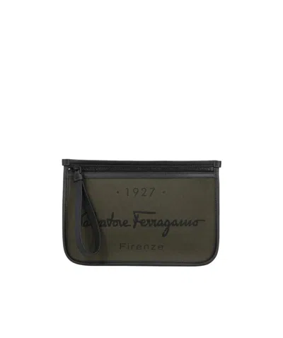 Ferragamo 1927 Signature Clutch Bag In Black