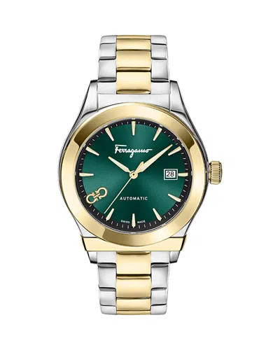 Ferragamo 1927 Watch, 42mm In Green/two Tone