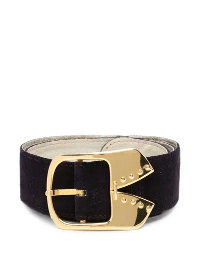 Pre-owned Ferragamo 1970s Buckle Suede Belt In Purple