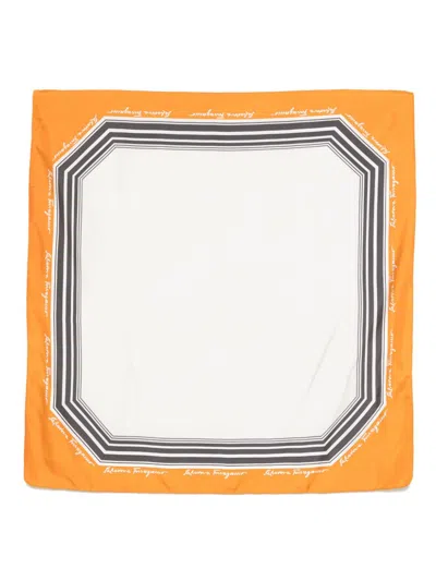 Pre-owned Ferragamo 1970s Logo-print Edge Scarf In White