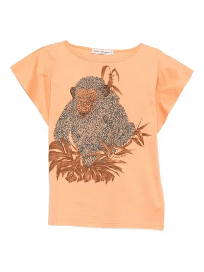 Pre-owned Ferragamo 1970s Monkey-print T-shirt