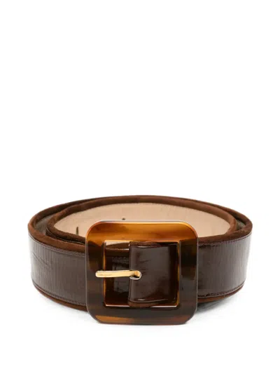 Pre-owned Ferragamo 1970s Tortoiseshell-effect Buckle Belt In Brown