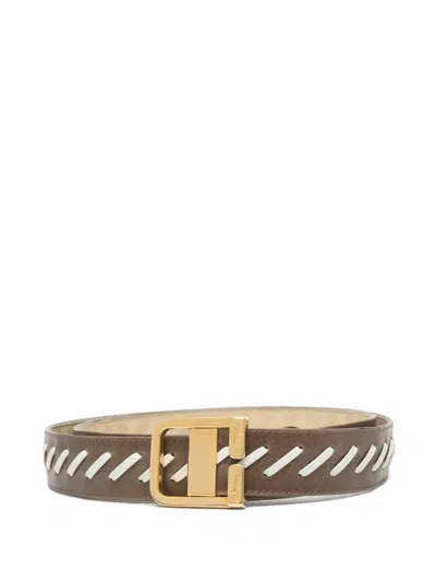 Pre-owned Ferragamo 1970s Whipstitch-detail Belt In Brown