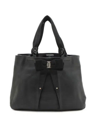 Pre-owned Ferragamo 1980-2000 Leather Miss Vara Selene Tote Bag In Black