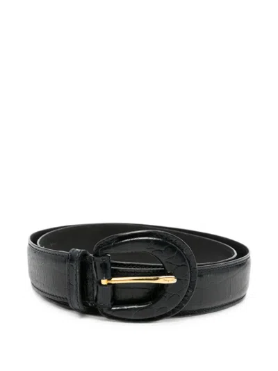 Pre-owned Ferragamo 1980s Crocodile-effect Buckle Belt In Blue