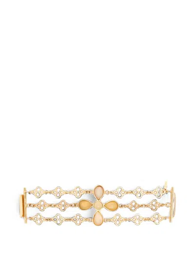 Pre-owned Ferragamo 1980s Floral-motif Link Bracelet In Gold