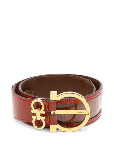 Pre-owned Ferragamo 1980s Gancini Buckle Belt In Red