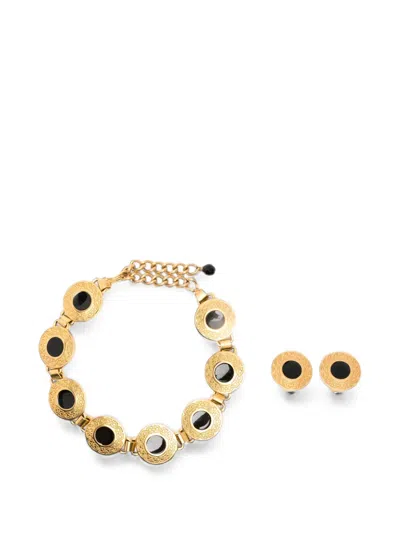 Pre-owned Ferragamo 1980s Gancini Necklace And Earrings Set In Gold